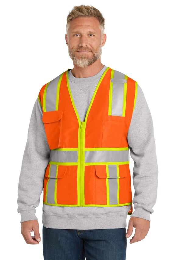 Front view of ANSI 107 Class 2 Surveyor Zippered Two-Tone Vest