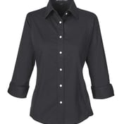 Front view of Women’s Perfect Fit™ Three-Quarter Sleeve Stretch Poplin Dress Shirt