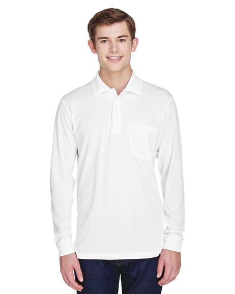 Front view of Adult Pinnacle Performance Long-Sleeve Piqué Polo With Pocket