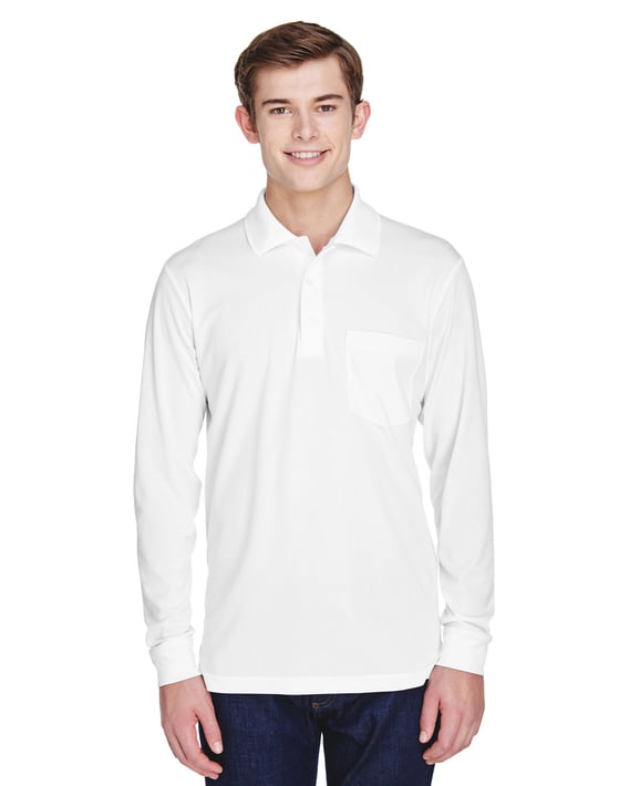 Front view of Adult Pinnacle Performance Long-Sleeve Piqué Polo With Pocket
