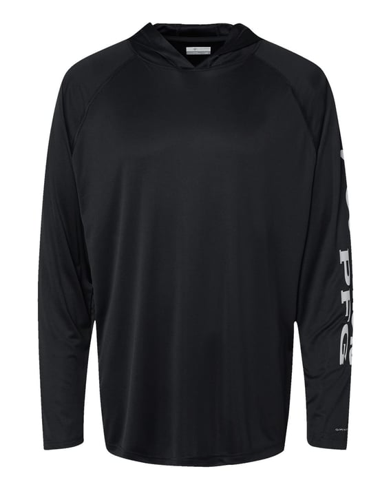 Front view of PFG Terminal Tackle™ Hooded Long Sleeve T-Shirt