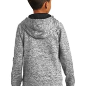 Back view of Youth PosiCharge® Electric Heather Fleece Hooded Pullover