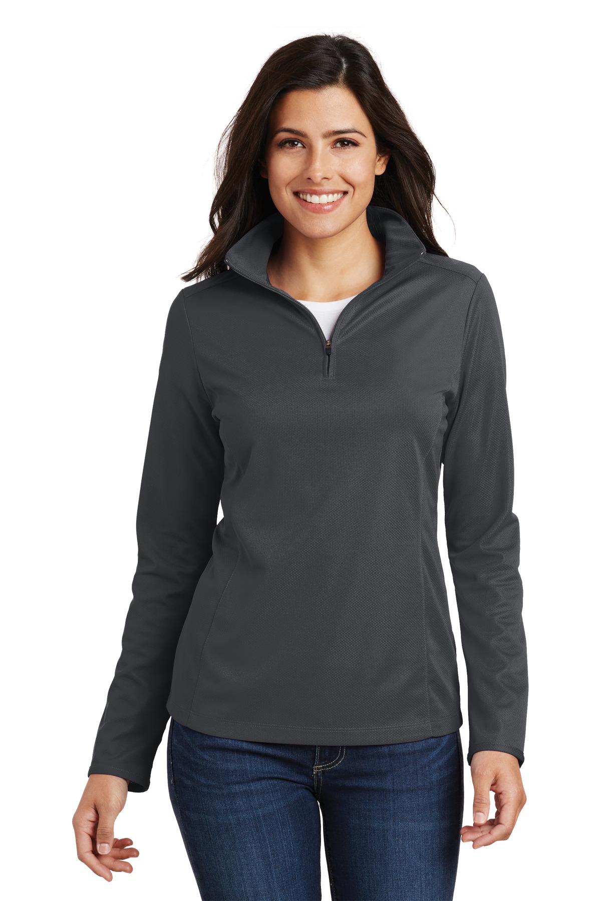 Front view of Ladies Pinpoint Mesh 1/2-Zip