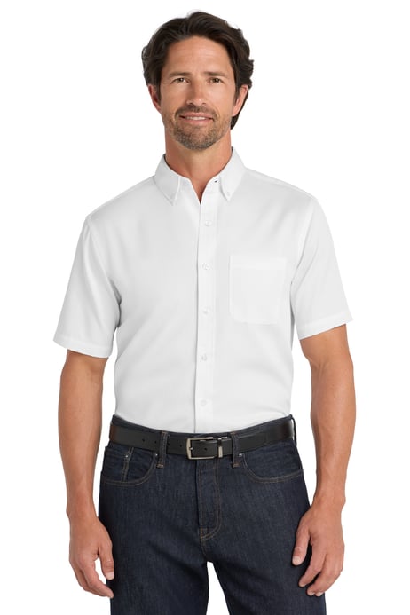 Front view of Short Sleeve SuperPro React Twill Shirt