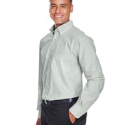 Side view of Crown Collection® Banker Stripe Woven Dress Shirt