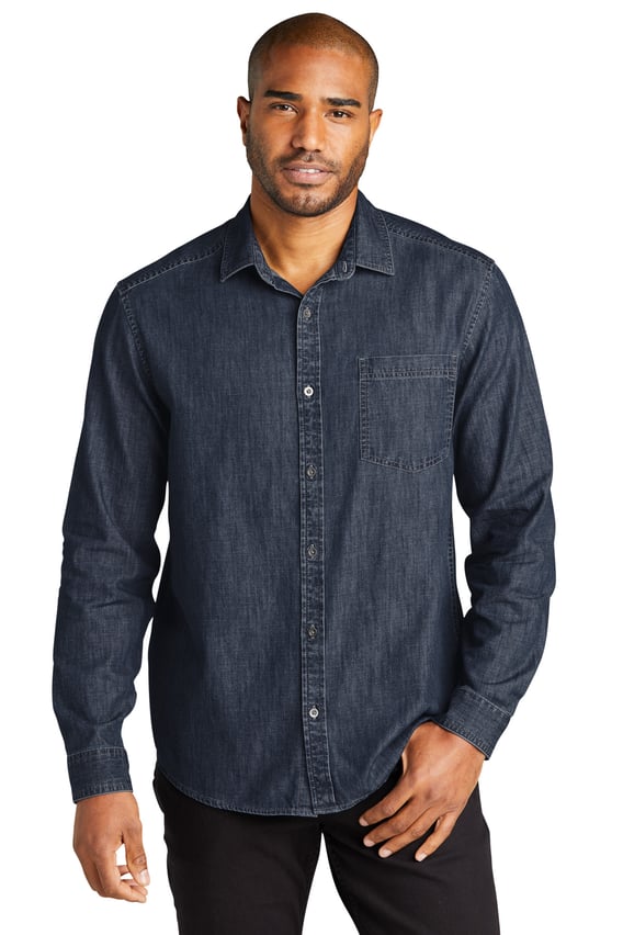 Front view of Long Sleeve Perfect Denim Shirt