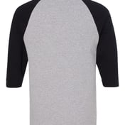Back view of Heavy Cotton™ Raglan Three-Quarter Sleeve T-Shirt