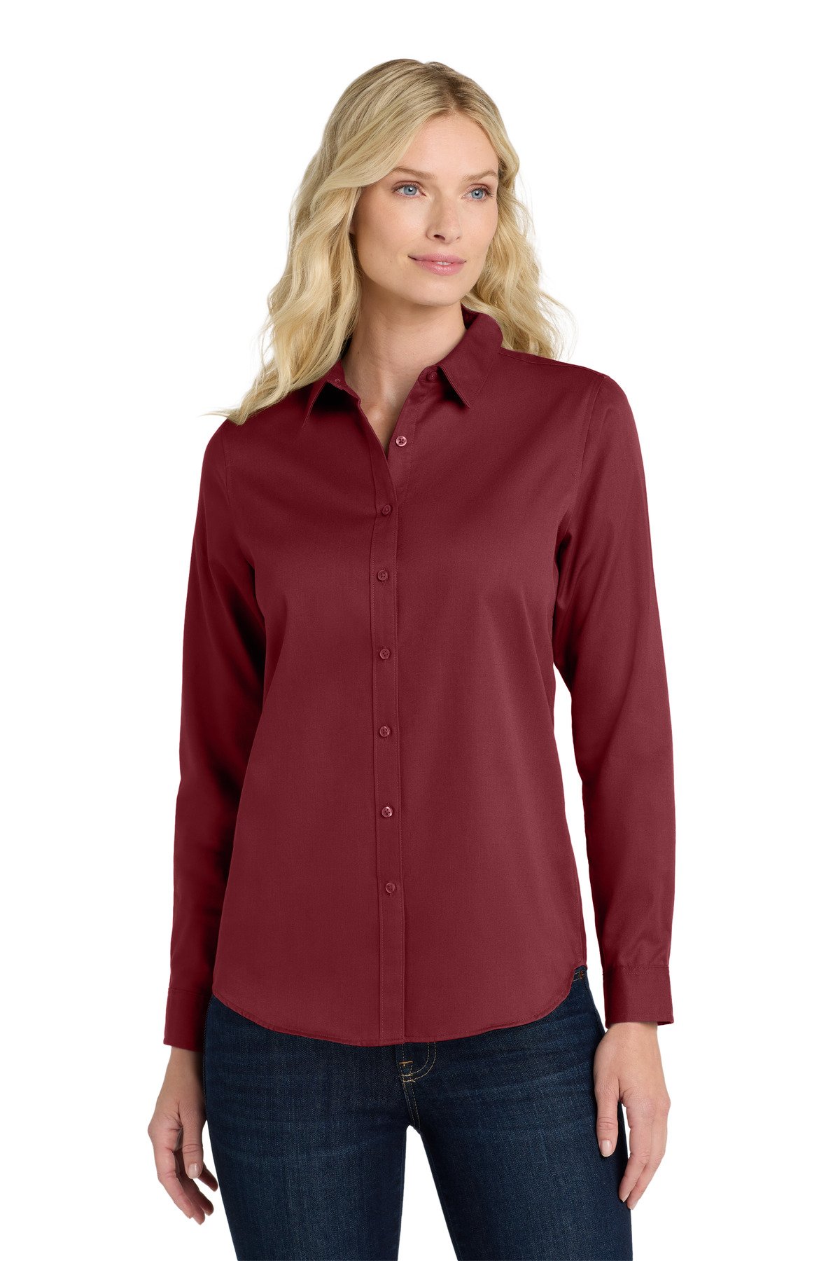 Front view of Women’s Long Sleeve SuperPro React Twill Shirt