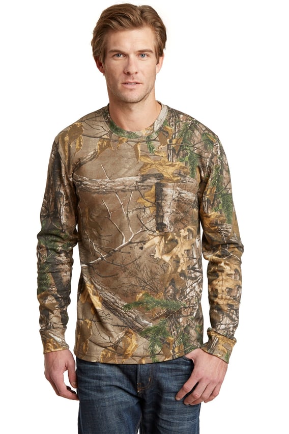 Front view of Realtree® Long Sleeve Explorer 100% Cotton T-Shirt With Pocket