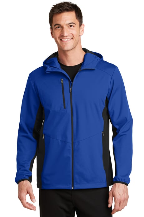 Front view of Active Hooded Soft Shell Jacket