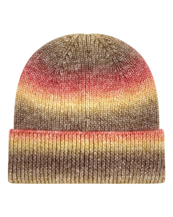 Front view of Tie-Dyed Ribbed Beanie