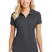 Front view of Ladies Pinpoint Mesh Zip Polo