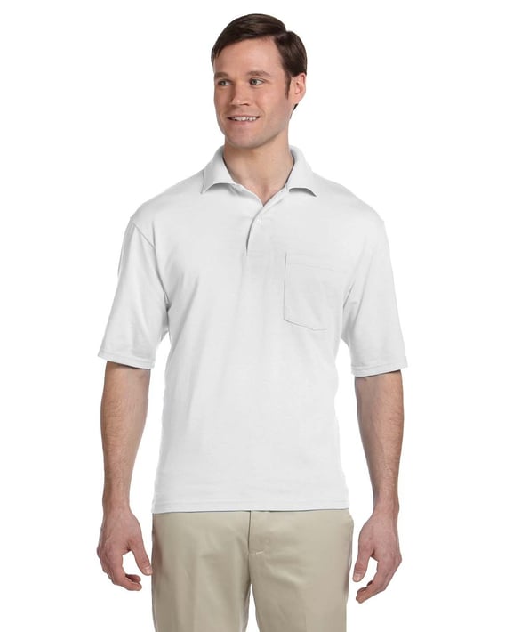 Front view of Adult SpotShield™ Pocket Jersey Polo