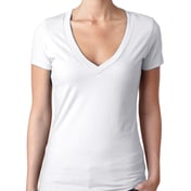 Front view of Ladies’ CVC Deep V-Neck T-Shirt