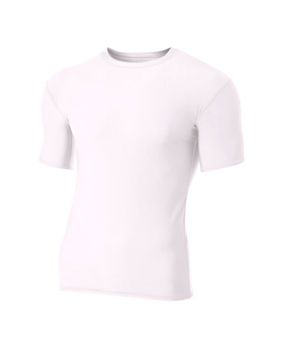 Front view of Adult Polyester Spandex Short Sleeve Compression T-Shirt