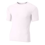Front view of Adult Polyester Spandex Short Sleeve Compression T-Shirt