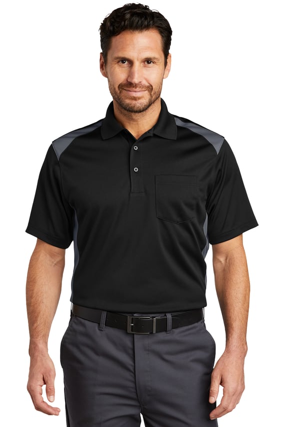Front view of Select Snag-Proof Two Way Colorblock Pocket Polo