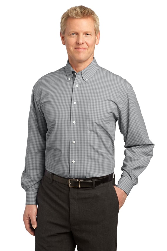 Front view of Plaid Pattern Easy Care Shirt