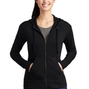 Front view of Ladies PosiCharge ® Tri-Blend Wicking Fleece Full-Zip Hooded Jacket