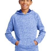 Front view of Youth PosiCharge® Electric Heather Fleece Hooded Pullover