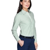 Side view of Women’s Crown Collection® Banker Stripe Woven Dress Shirt