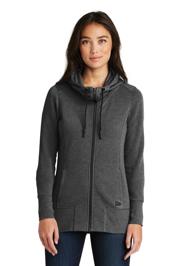 Front view of Ladies Tri-Blend Fleece Full-Zip Hoodie