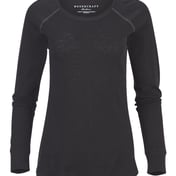 Front view of Women’s Solid Preppy Patch Long Sleeve T-Shirt