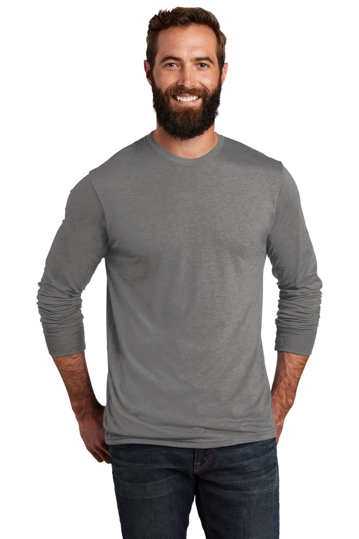 Front view of Unisex Tri-Blend Long Sleeve Tee