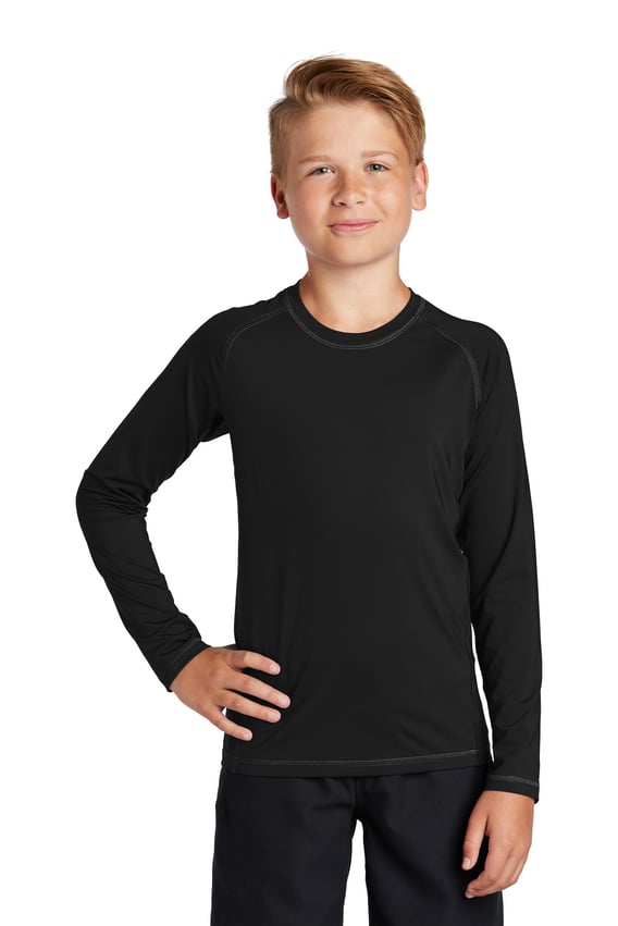 Front view of Youth Long Sleeve Rashguard Tee