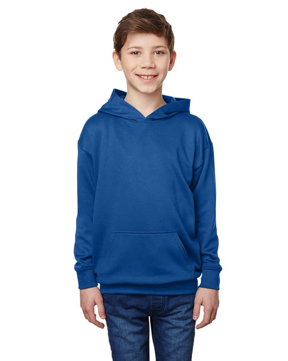 Front view of Youth Performance Tech Hooded Sweatshirt
