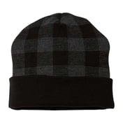 Front view of USA-Made Plaid Beanie