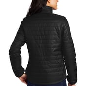 Back view of Ladies Packable Puffy Jacket