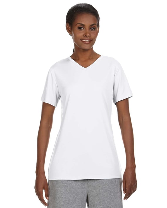 Front view of Ladies’ Cool DRI With FreshIQ V-Neck Performance T-Shirt