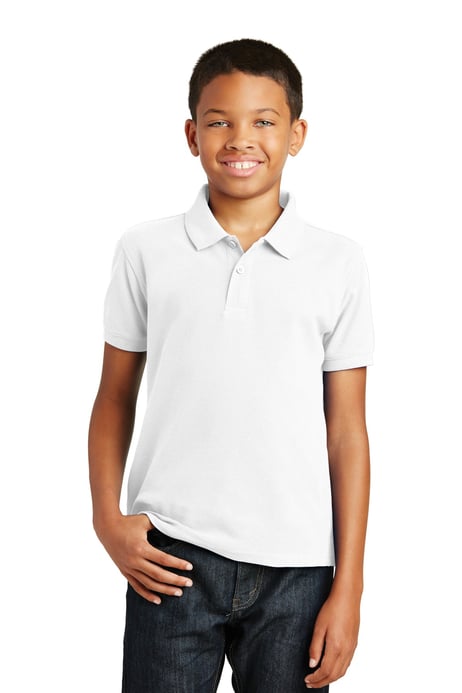 Front view of Youth Core Classic Pique Polo