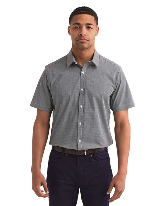 Front view of Microcheck Gingham Cotton Shirt