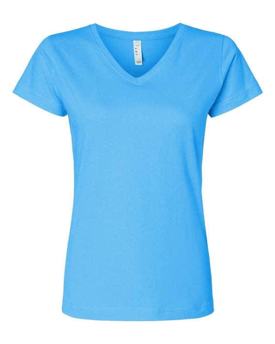 Front view of Women’s Fine Jersey V-Neck Tee