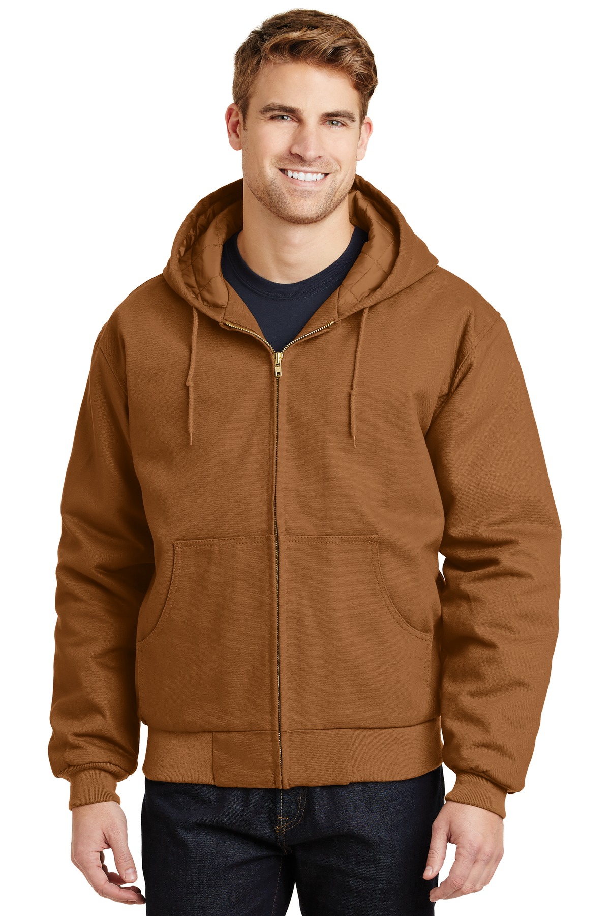 Front view of Duck Cloth Hooded Work Jacket