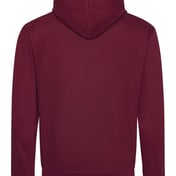 Back view of Midweight Varsity Contrast Hooded Sweatshirt