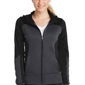 Front view of Ladies Tech Fleece Colorblock Full-Zip Hooded Jacket