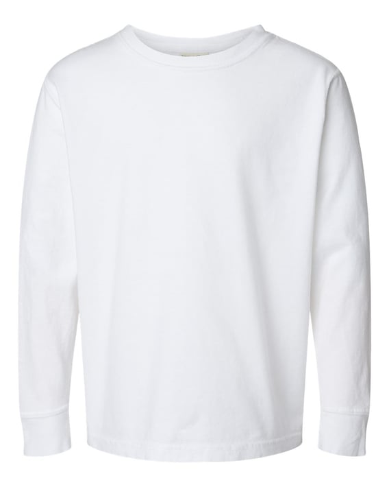 Front view of Garment-Dyed Youth Long Sleeve T-Shirt