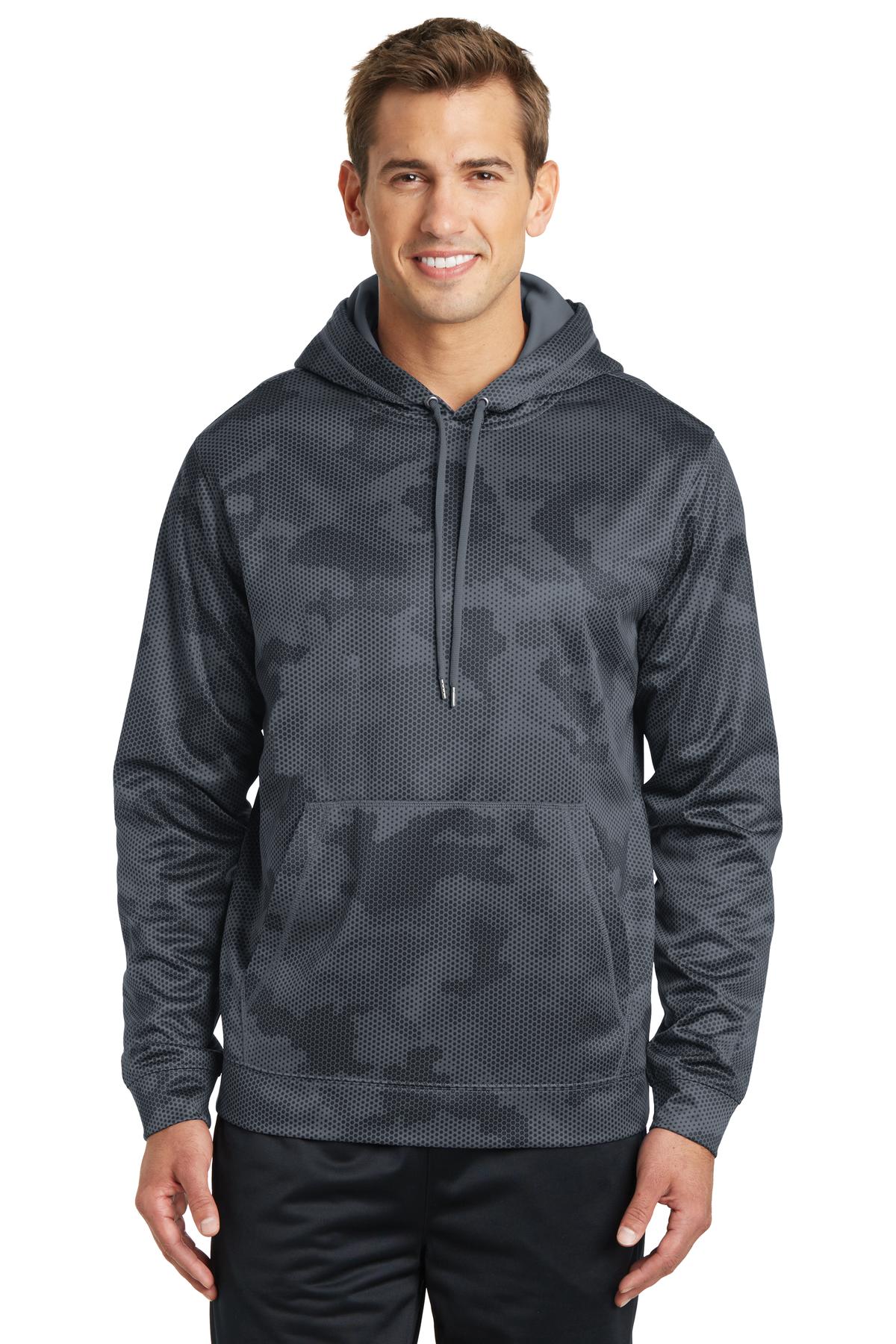Front view of Sport-Wick® CamoHex Fleece Hooded Pullover