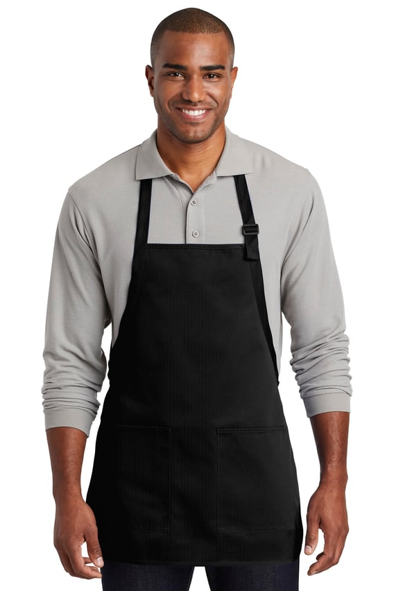 Front view of Medium-Length Two-Pocket Bib Apron