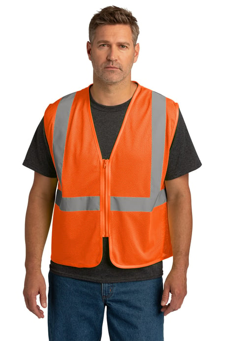 Frontview ofANSI 107 Class 2 Economy Mesh Zippered Vest