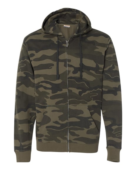Front view of Camo Full-Zip Hooded Sweatshirt