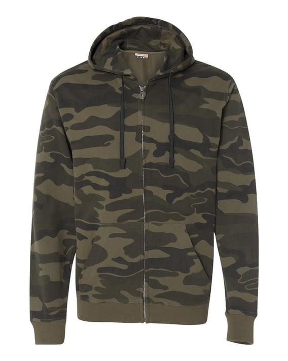 Front view of Camo Full-Zip Hooded Sweatshirt