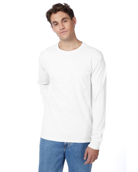 Frontview ofMen’s Authentic-T Long-Sleeve Pocket T-Shirt