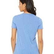 Back view of Women’s Relaxed Triblend Short Sleeve V-Neck Tee