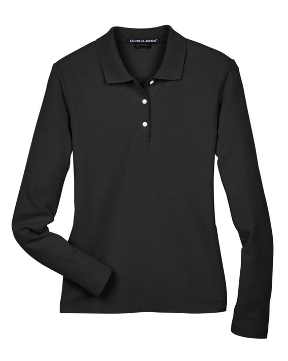 Front view of Women’s Pima Piquéé Long Sleeve Polo