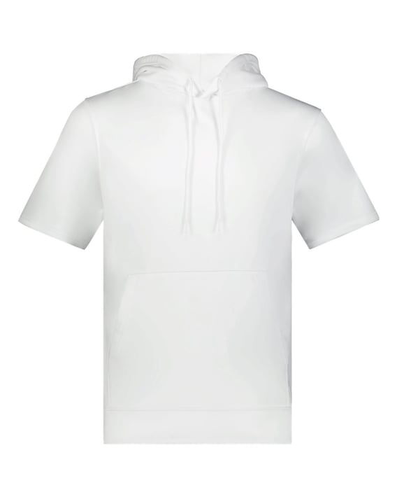 Front view of Fleece Short Sleeve Hooded Pullover