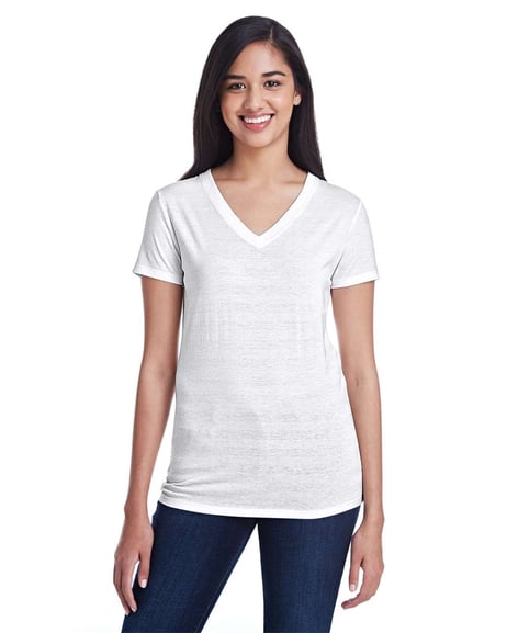 Front view of Women's Invisible Stripe V-Neck T-Shirt